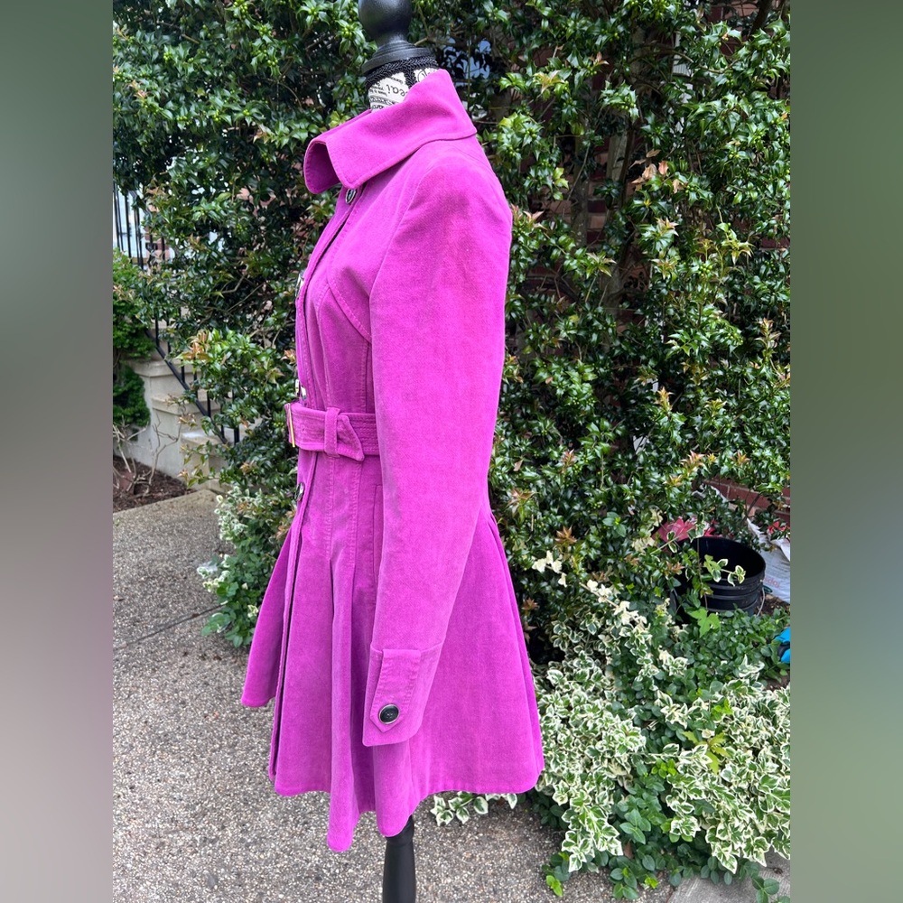 Karen Millen Purple Fit &Flare Trench Coat UK12 US8 fits US 4-6 - Picture 16 of 16
